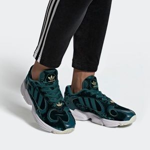 ADIDAS Originals Yung-1 Teal & Gold Velvet Velor Gemstone Torsion Sneakers